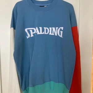 Flerfärgad sweatshirt från Spalding - Säljer en superfin tröja från Spalding med kontrasterande ärmar i rött och vitt. Tröjan har en ribbad krage och muddar, samt ett stort Spalding-tryck på framsidan. Köpt på Zara, helt oanvänd. 