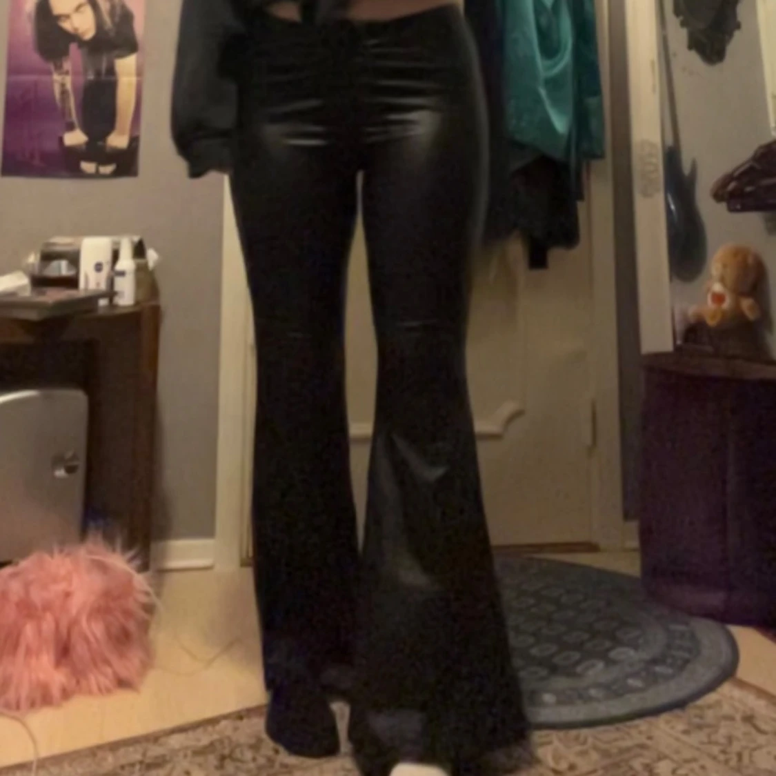  svarta skinn bootcut leggings - 90