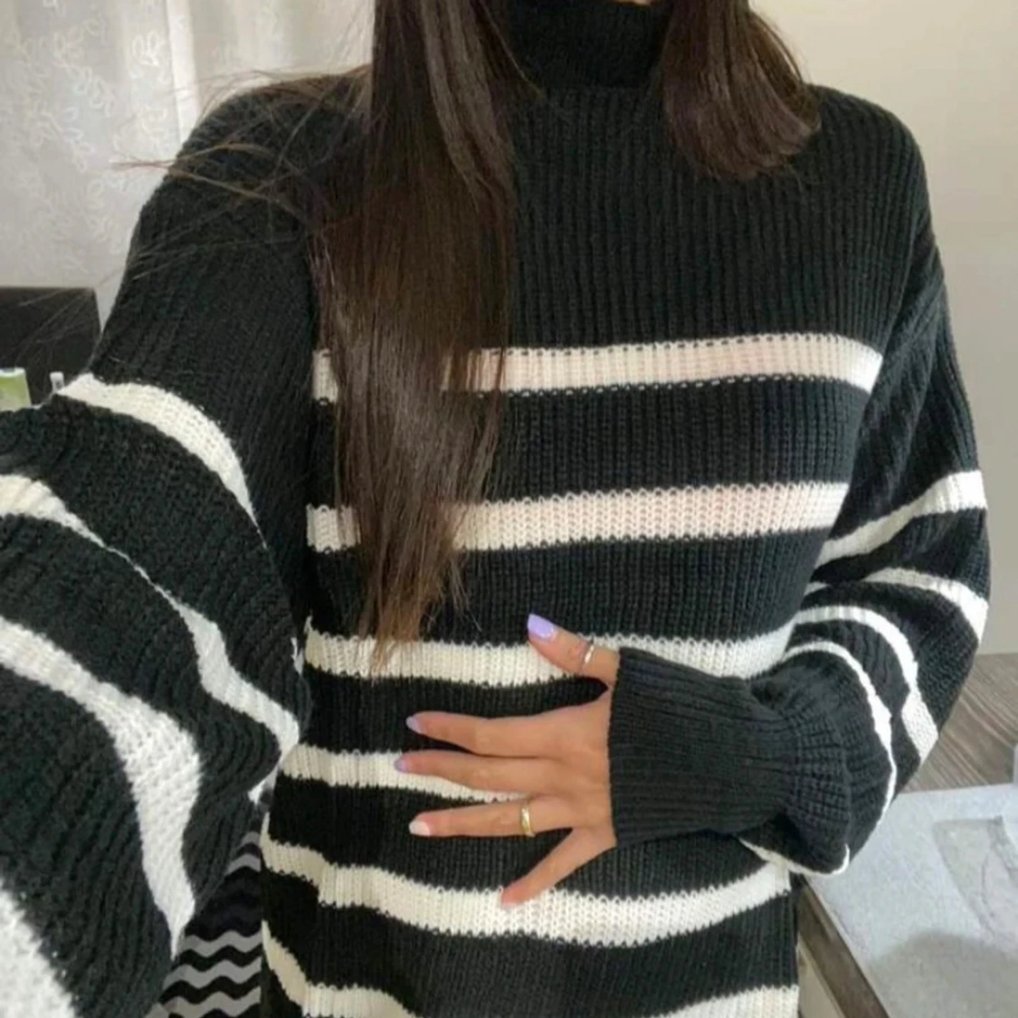 Randig stickad tröja 