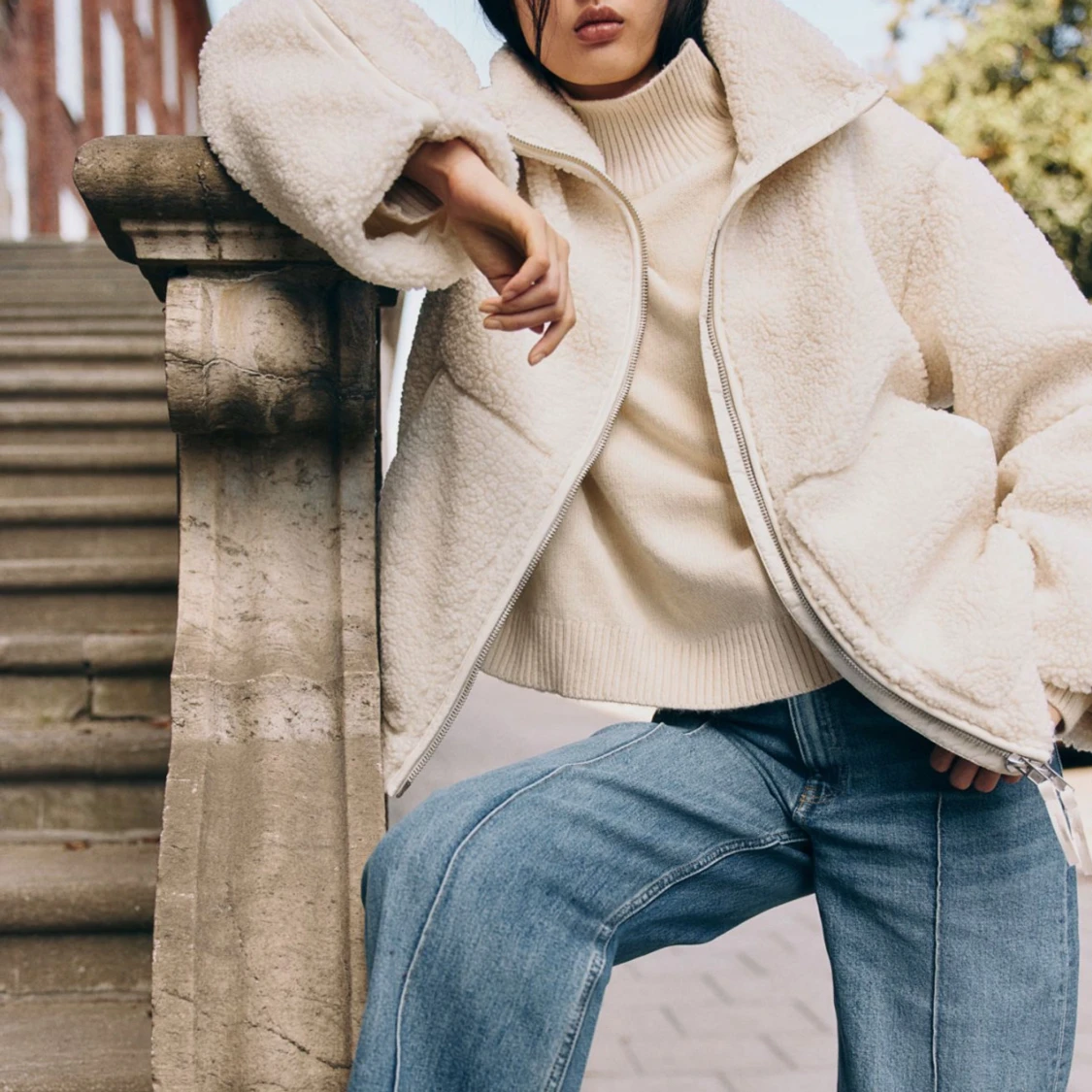 vit teddyjacka hm - 90