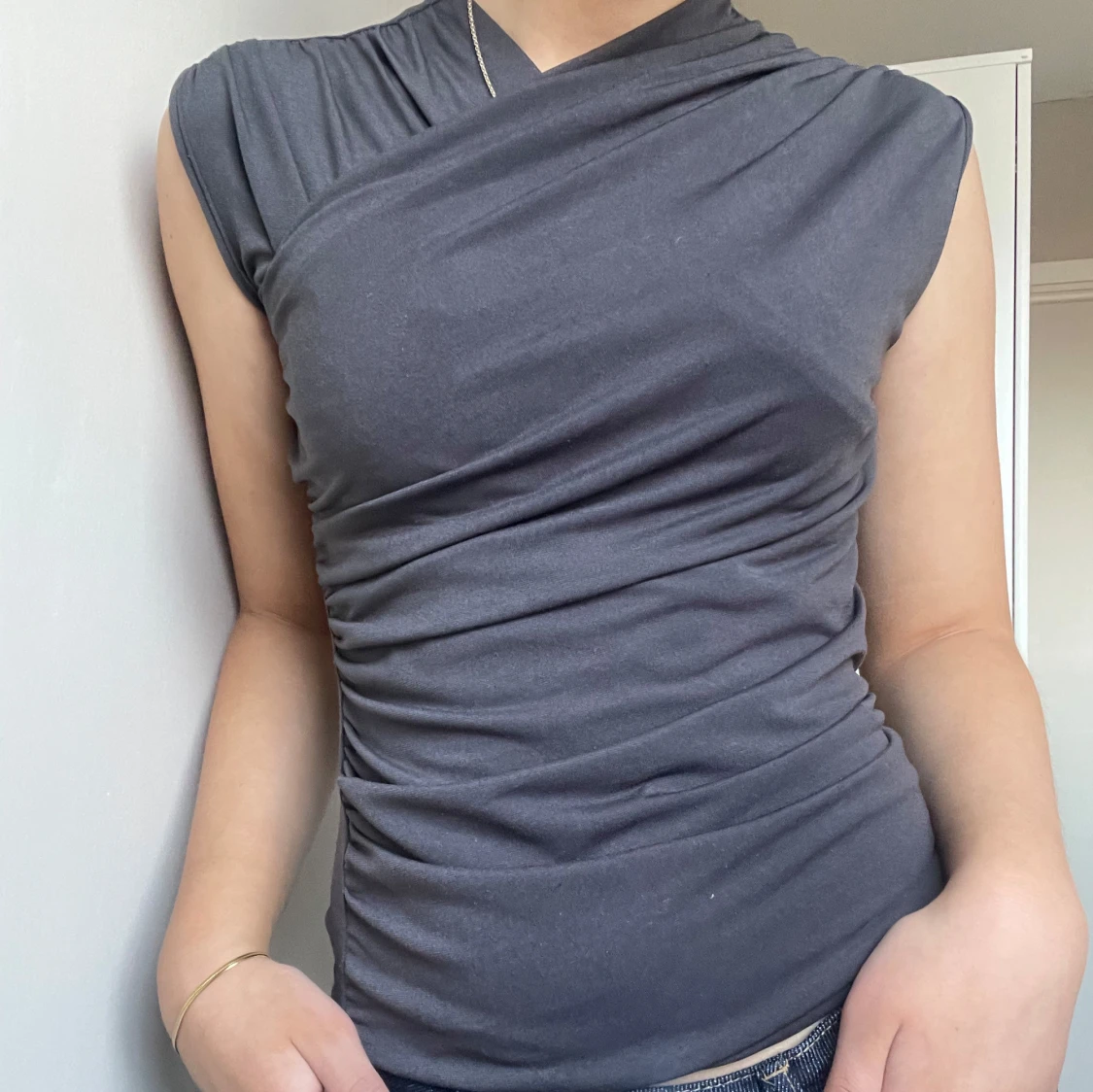 Grå offshoulder topp - 1