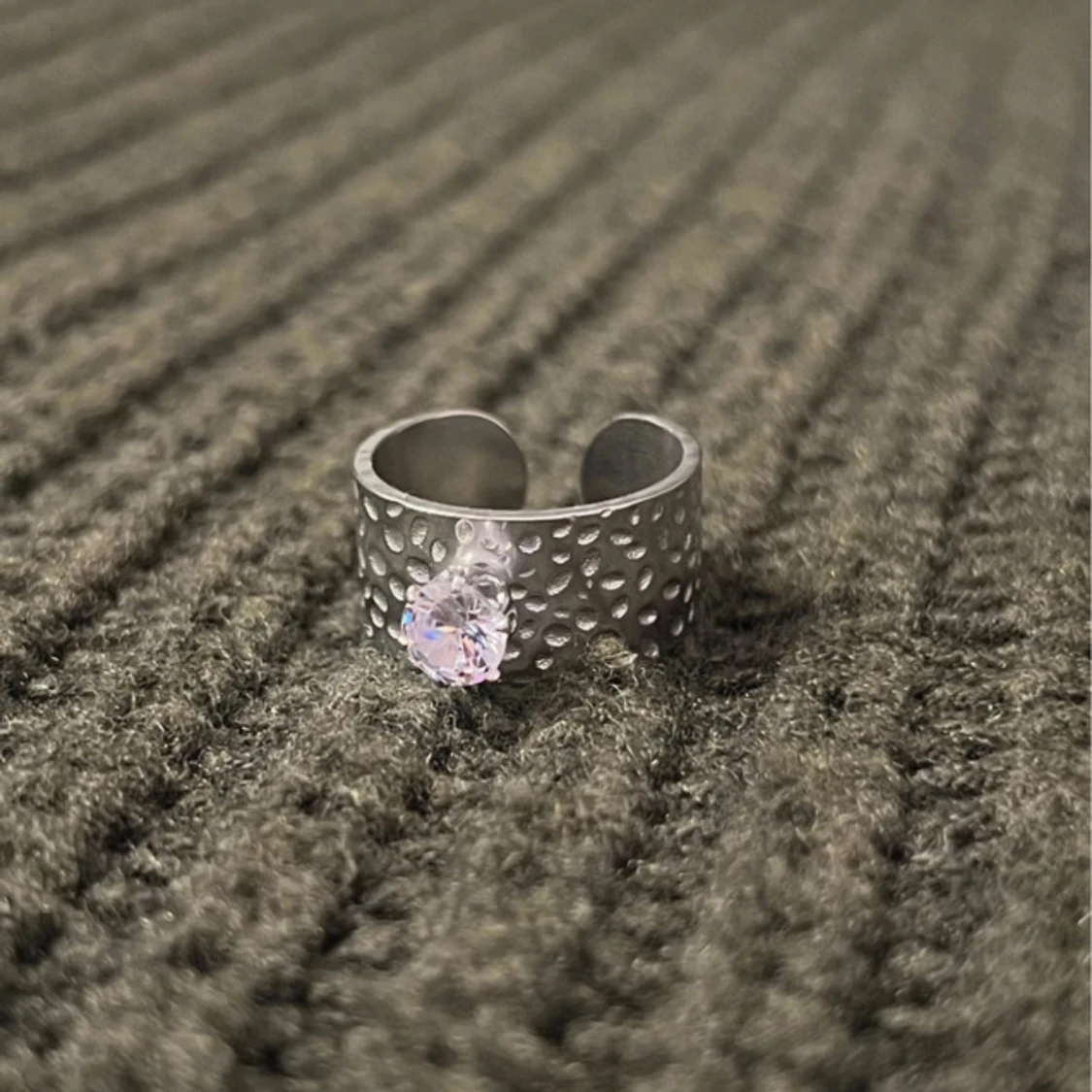 Minimalistic Imprint - Silver Ring with Stone - 2