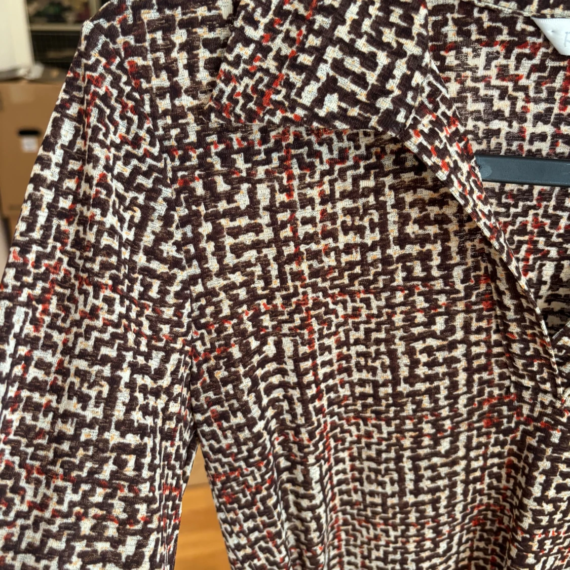 Vintage mönstrad långärmad topp  - 93