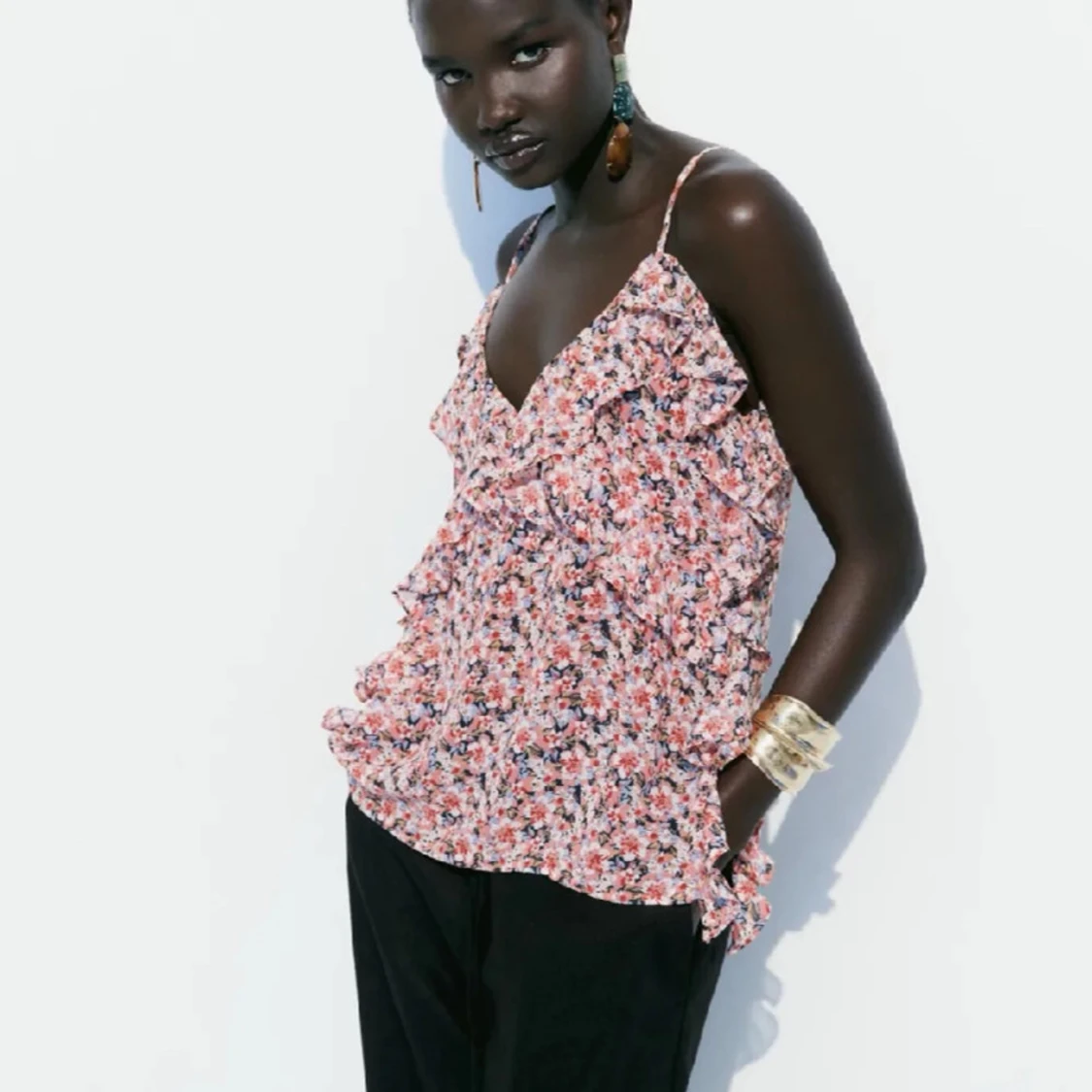 Blommigt linne zara - 90