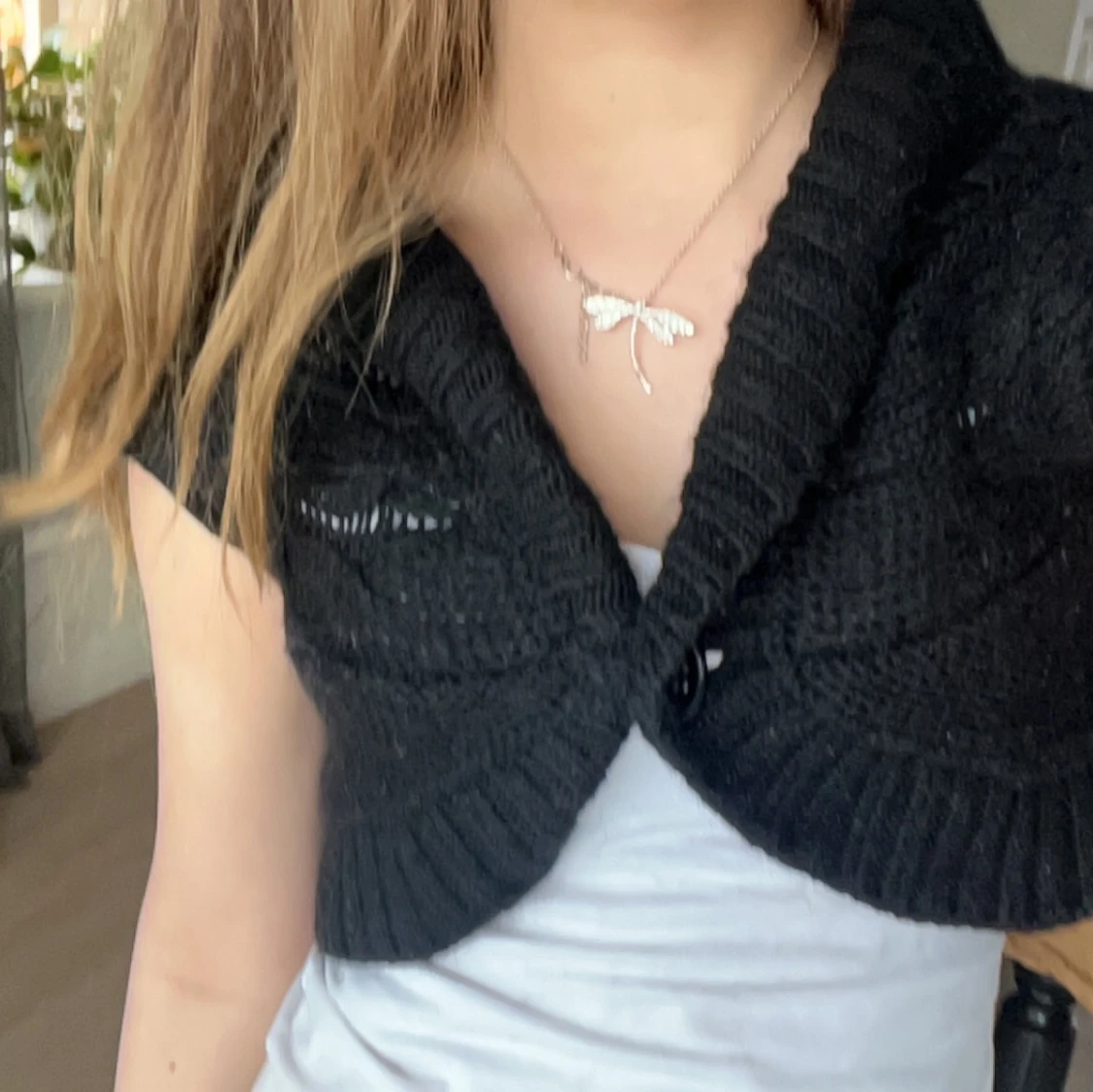 Svart stickad bolerotopp - 2