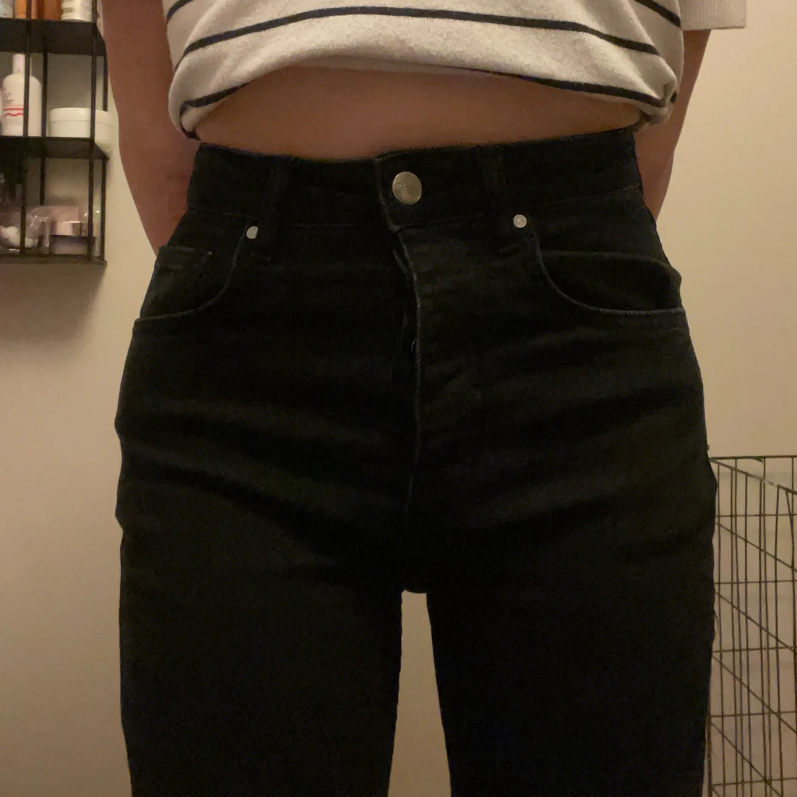 Svarta högmidjade jeans - 90