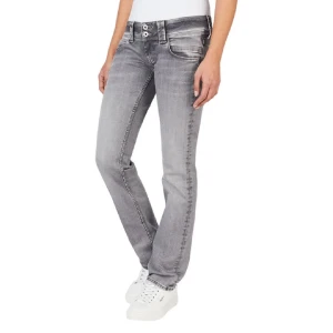Pepe Jeans venus lågmidjade straight grå - Fina ljus grå lågmidjade  jeans från Pepe Jeans i modell Venus straight. Obs ena hållan är lös men går att vika in eller sy fast super enkelt. Storlek W24L32