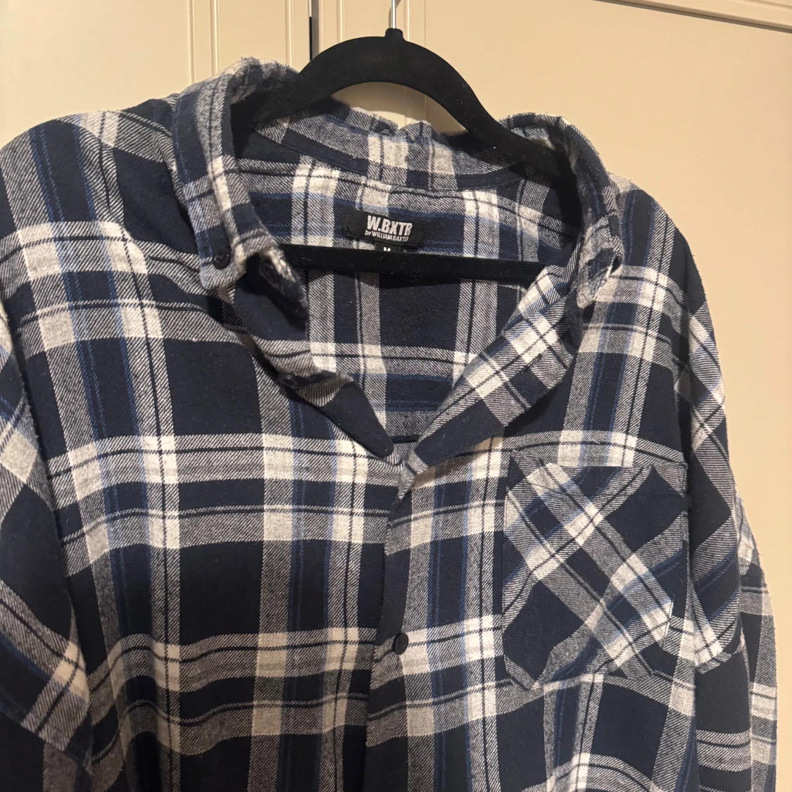 Blå och vit rutig skjorta herr - 90