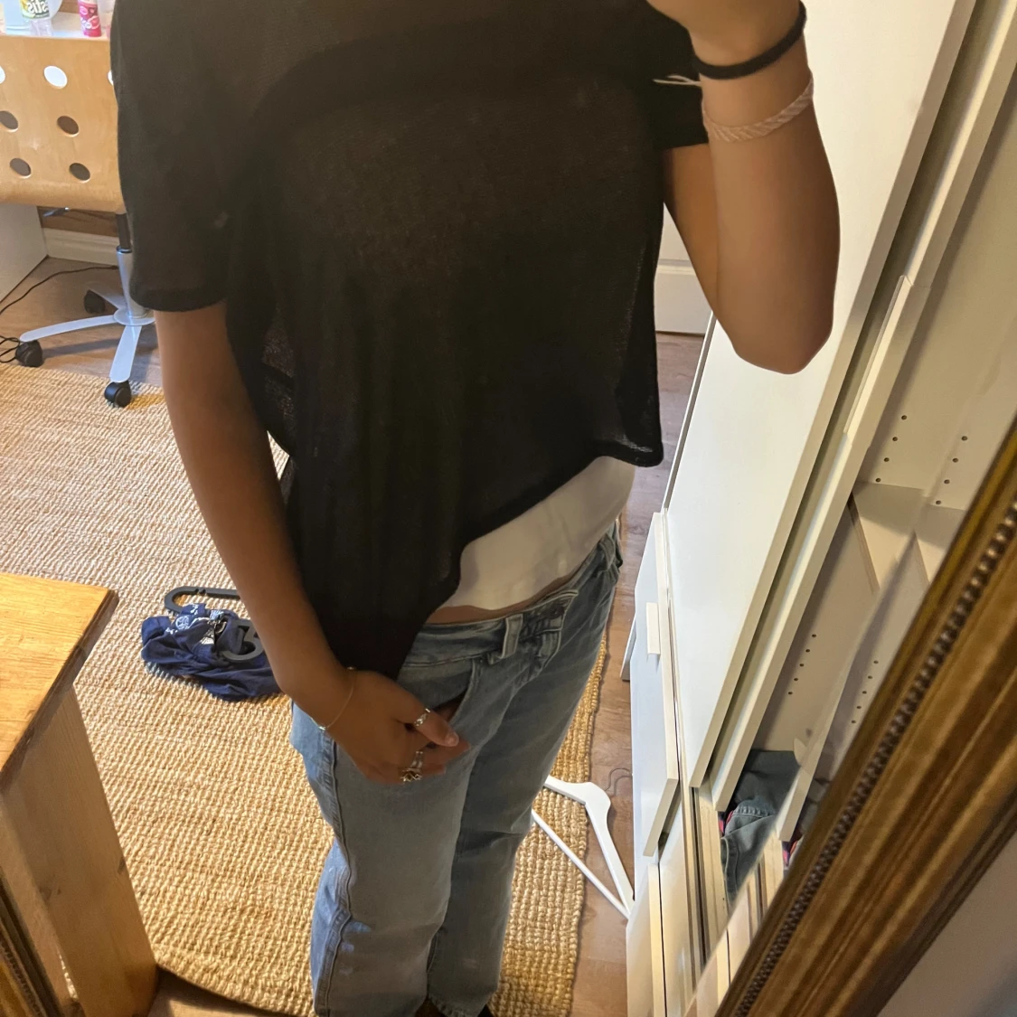 Svart blus genomskinlig  - 91