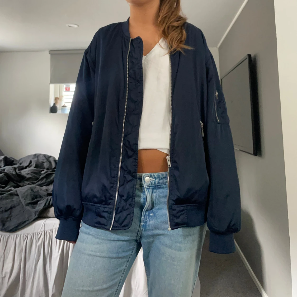 mörkblå bomberjacka  - 90