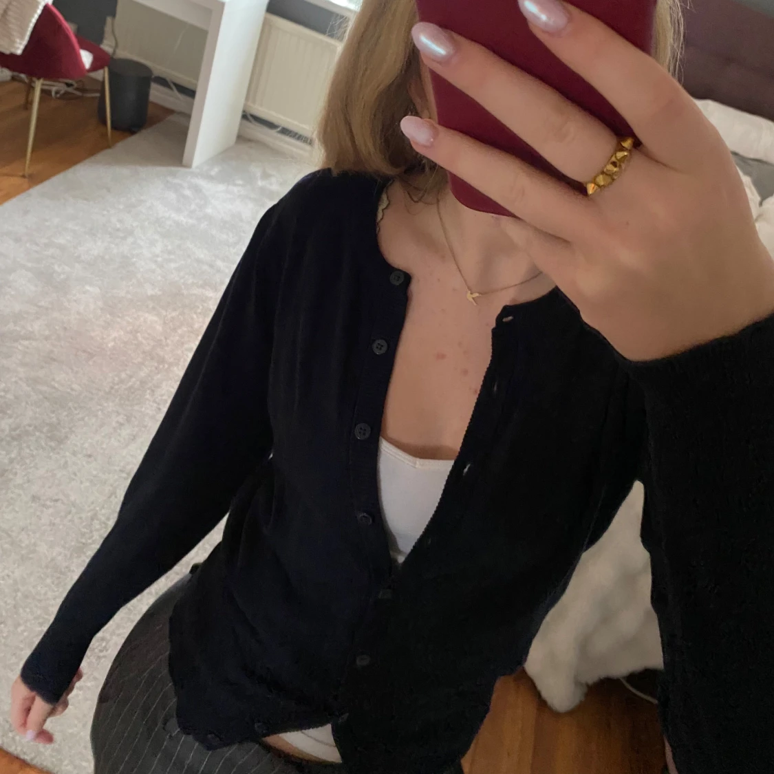 Svart kofta med knappar - 1