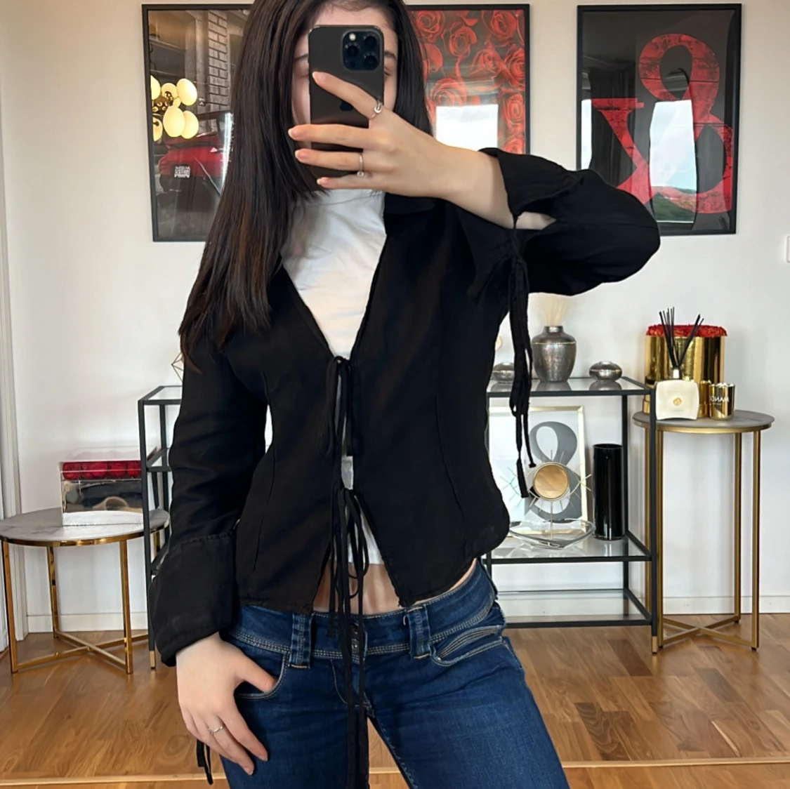 Svart topp med knytning  snörning Zara  💓 - 91