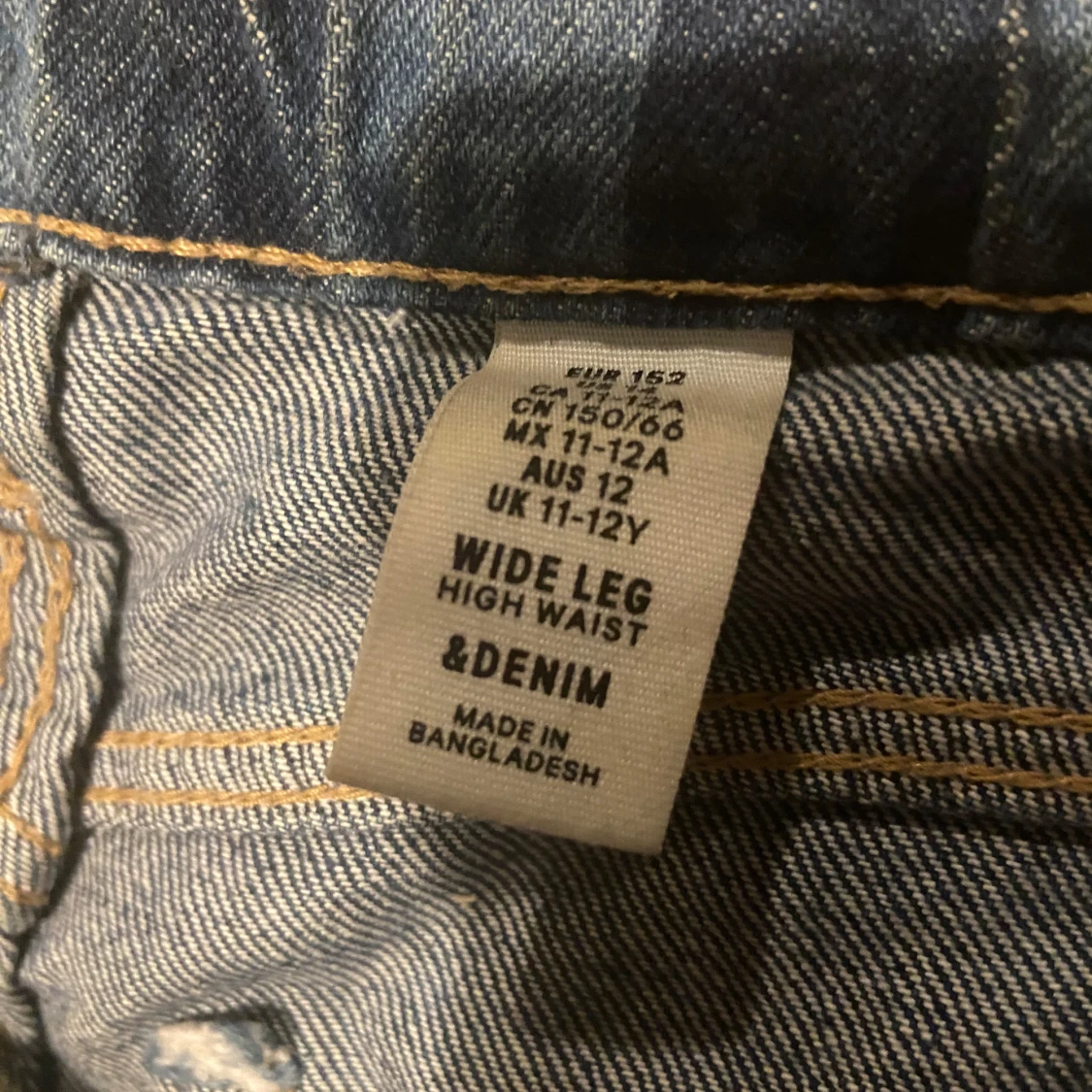 Rutig denimbyxa med hög midja - 90