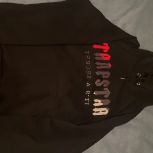 Svart hoodie från Trapstar - Säljer en svart hoodie från Trapstar med texten 'It's a Secret' på framsidan. Den har en klassisk passform med huva och dragsko. Perfekt för en avslappnad stil eller streetwear-look. Använd ett fåtal gånger, så den är i bra skick.