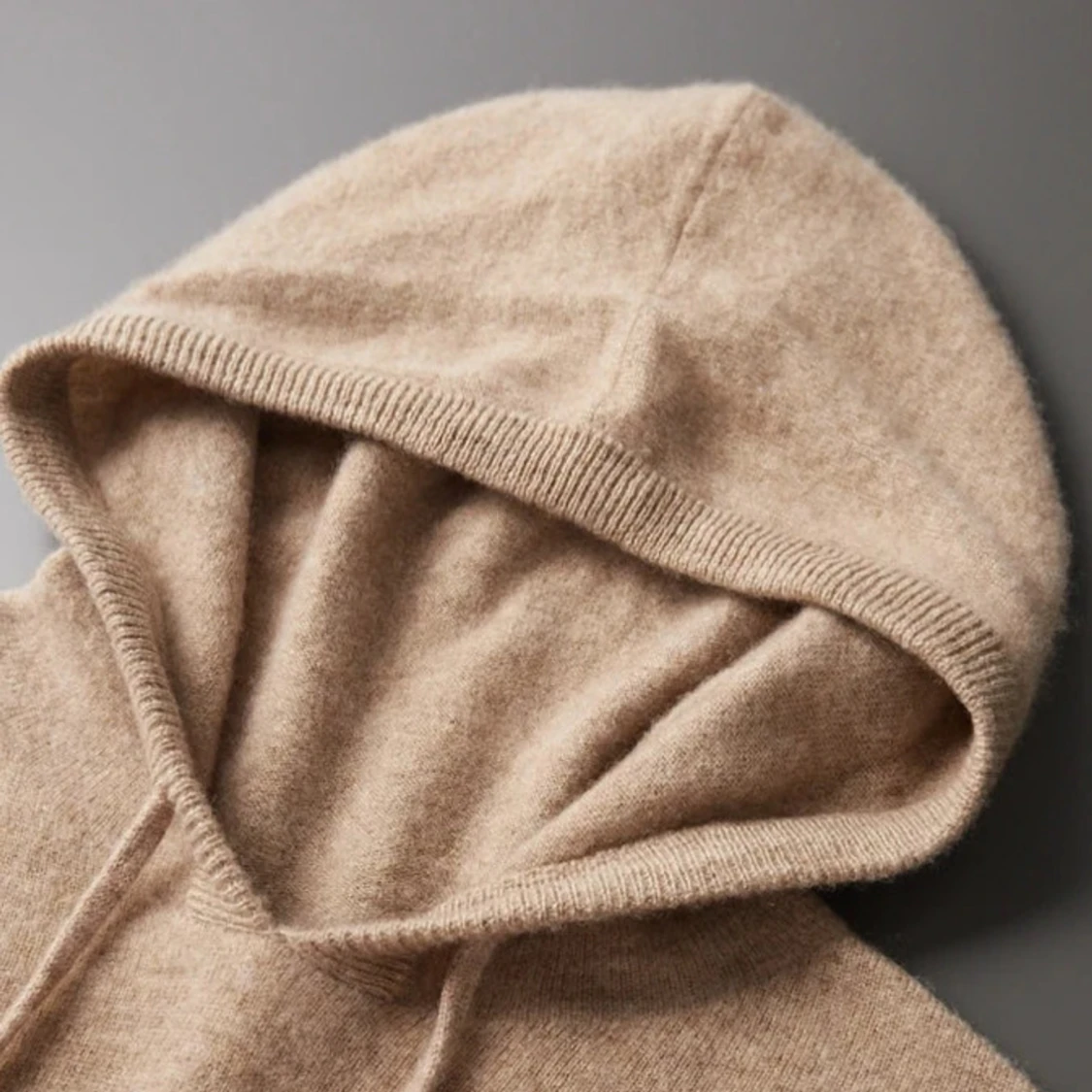 Beige hoodie i merinoull - 2