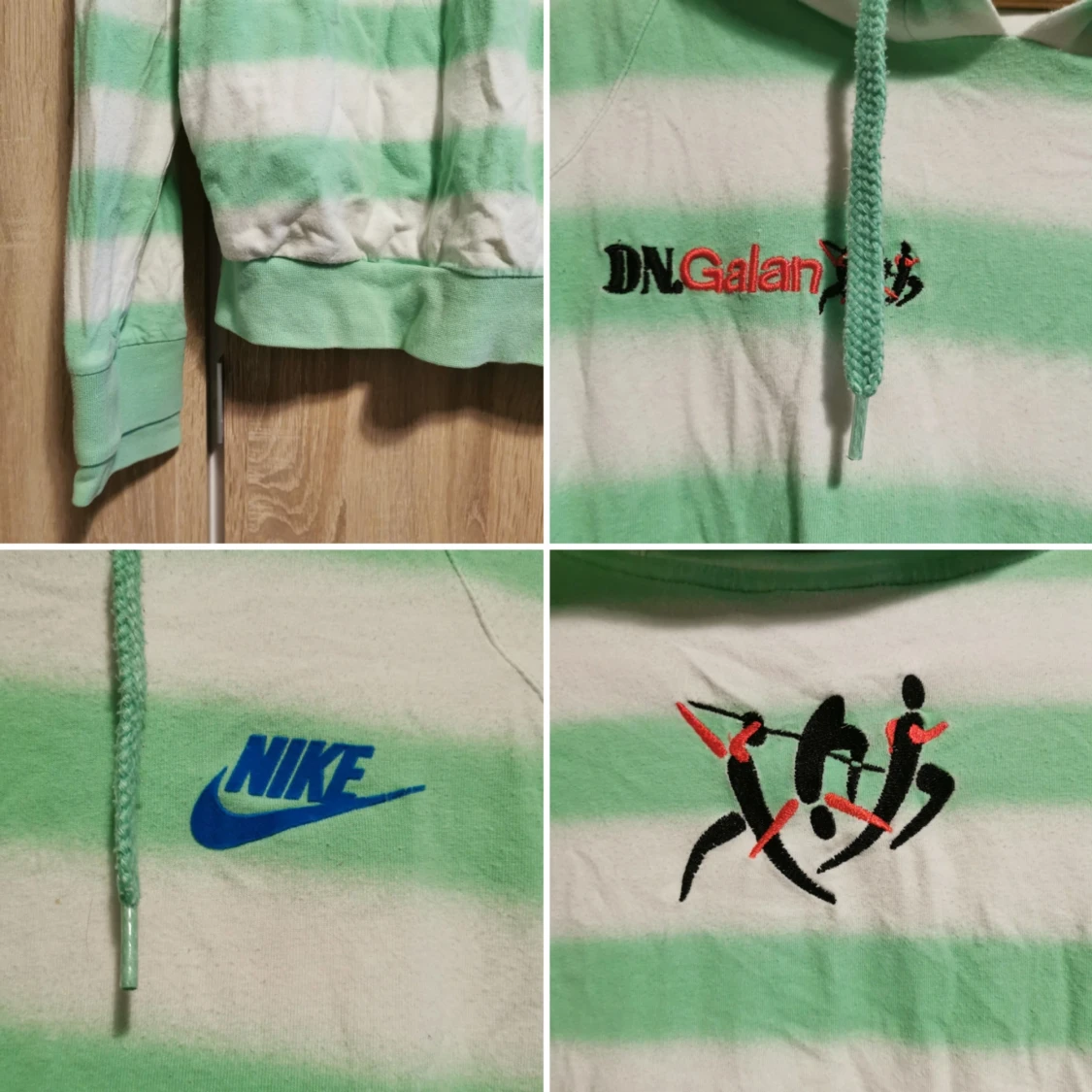 (S) Grön- och vitrandig hoodie från Nike