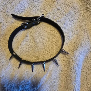 Svart halsband med nitar - Coolt svart halsband med silverfärgade nitar i metall. Perfekt för att ge en edgy touch till din outfit. Bältet har en klassisk spänne och är justerbart för bästa passform.