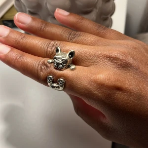 Fransk bulldog Ring - Säljer denna superfina Fransk bulldog ring i Storlek 17. Den är så himla gullig och tyvärr inte kommit mycket till användning. Ringen är köpt här på Plick för ca 4 år sen.Skriv vid intresse🤩😇