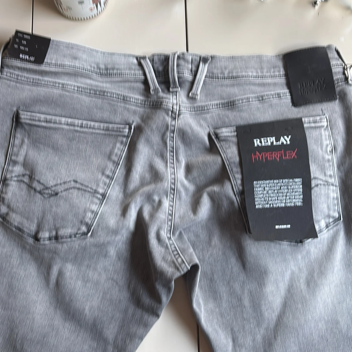 Grå Replay Hyperflex Jeans anbass  - 3
