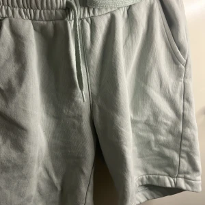 Ljusgrå shorts från KappAhl - Säljer ett par ljusgrå shorts från KappAhl. De har en elastisk midja med snörning och praktiska fickor både fram och bak. Perfekta för en avslappnad stil.