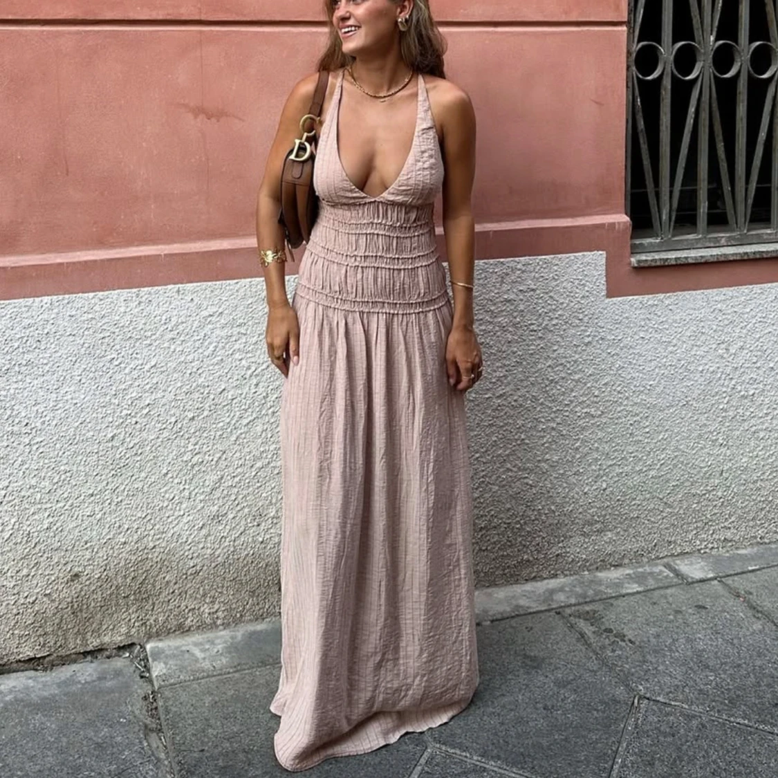 Ljusrosa långklänning från zara