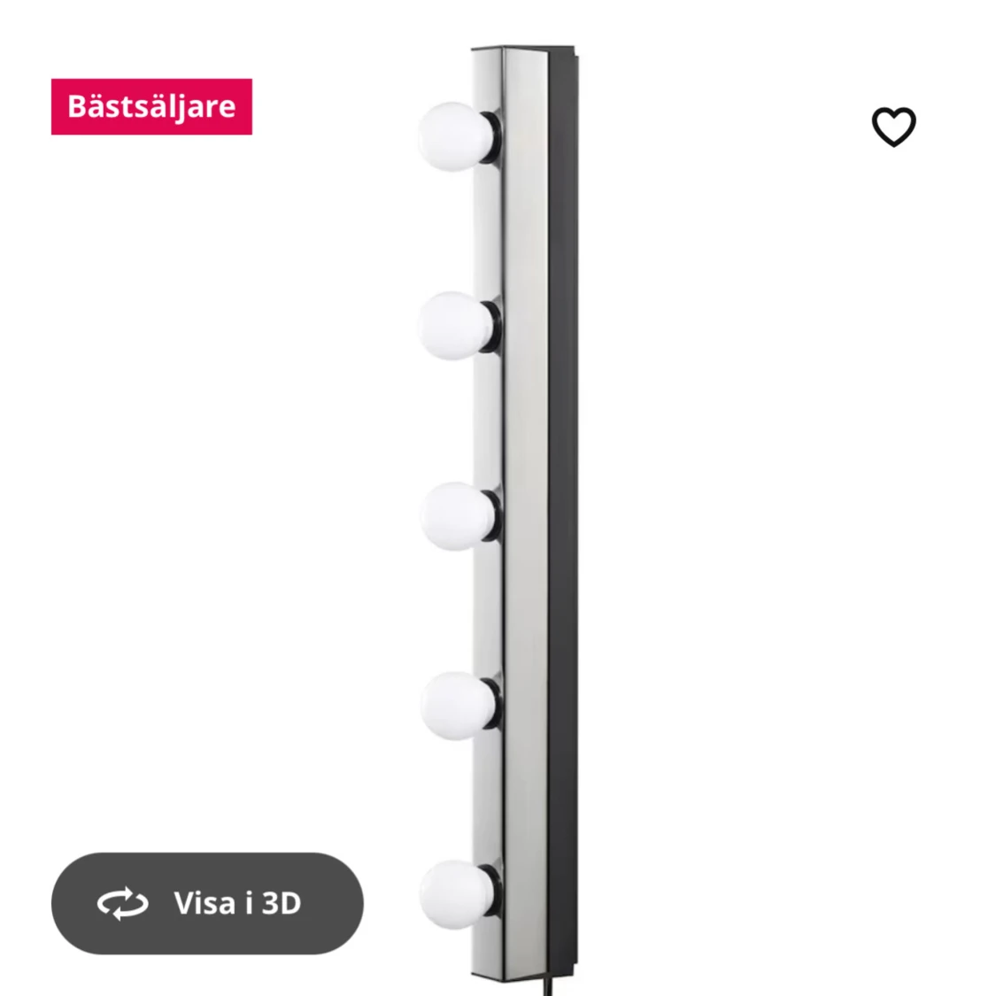 Väggmonterad sminkspegelbelysning