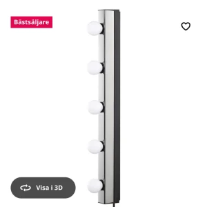 Väggmonterad sminkspegelbelysning - Jag säljer 2st av dessa. Lamporna följer även med. Inköpspris 740kr men säljer för 300. Bilder kan skickas om det önskas 
