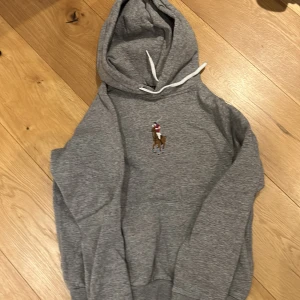 Grå hoodie från Ralph Lauren - Säljer en stilren grå hoodie från Ralph Lauren med en broderad logotyp på bröstet. 