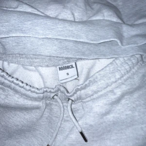 Grå mjukis sett  från Hoodrich - Säljer en grå hoodie från Hoodrich med blå text på bröstet och gråa mjukisbyxor.  Perfekt för en avslappnad stil. Tröjan är stl S och byxan är stl S. Användt typ 6-7 gånger. Hoodien är som en magtröja så den är lite kort i modellen. Om ni vill ha fler bilder skriv till mig.  Kan mötas upp i Gbg eller frakta (köparen står för frakten)
