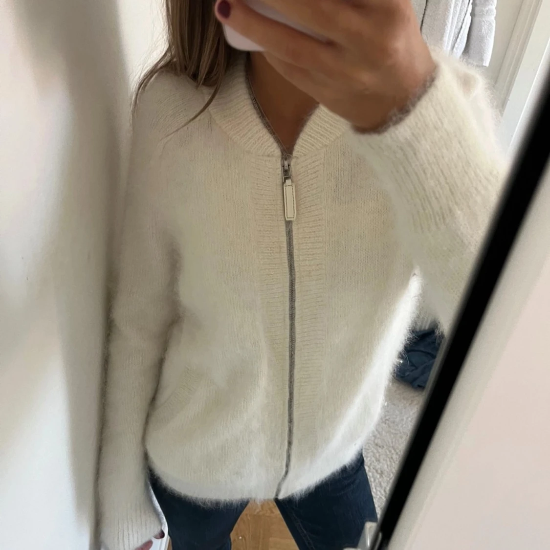 Stickad zip kofta  - 90