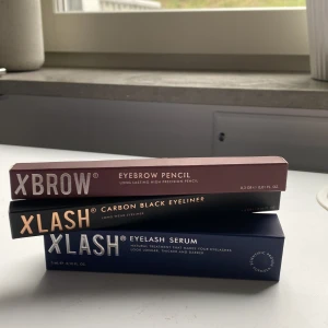 X-lash - X-lash ögonfransserum original pris 499 kr 3 ml och säljs för 199 kr SÅLT.   X-brow brynpenna org pris 179 kr och säljs för 79kr i färgen beige Brown.   Svart eyeliner org pris 169 kr och säljs  för 100 kr alla priser kan diskuteras Allt för 300❤️❤️