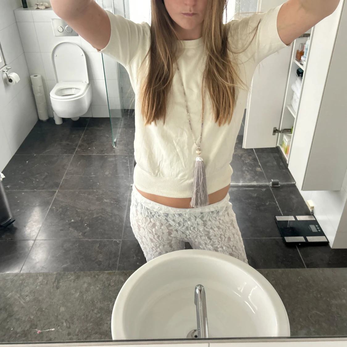 Vit kortärmad topp - 2