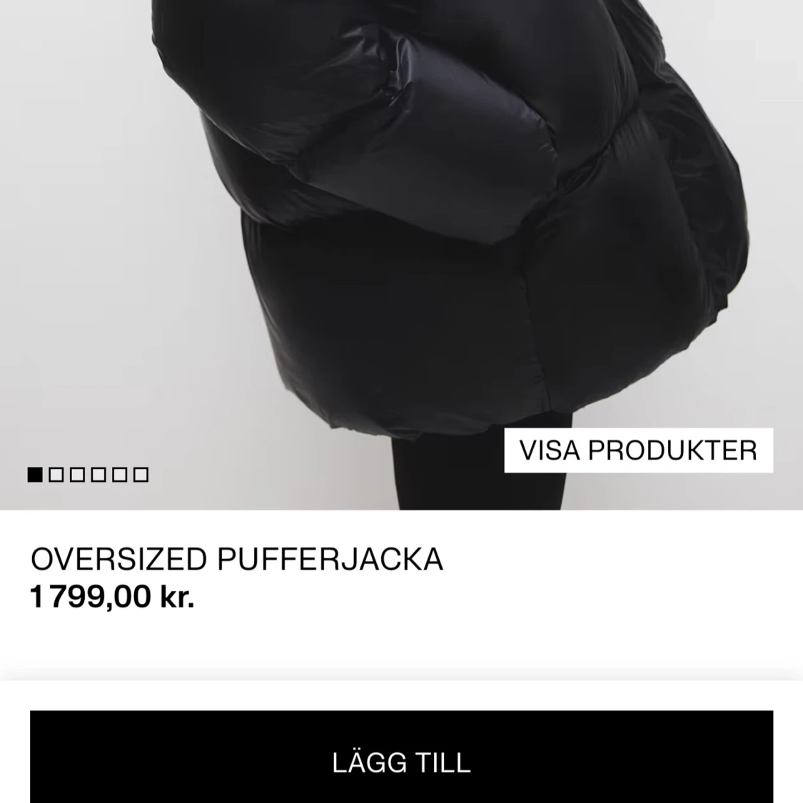 Svart oversized pufferjacka - 90