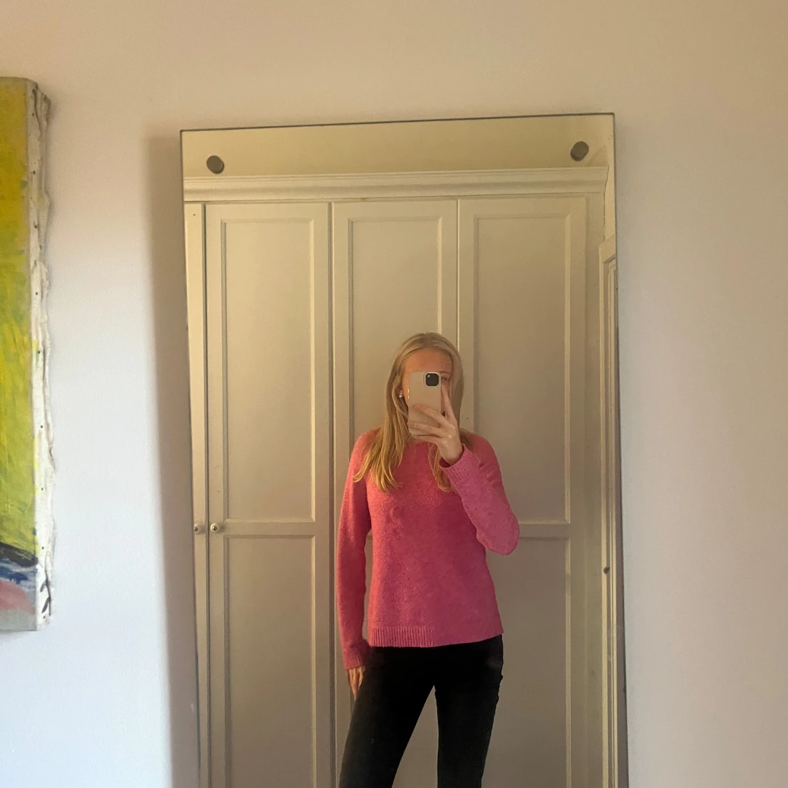 Rosa stickad tröja - 90