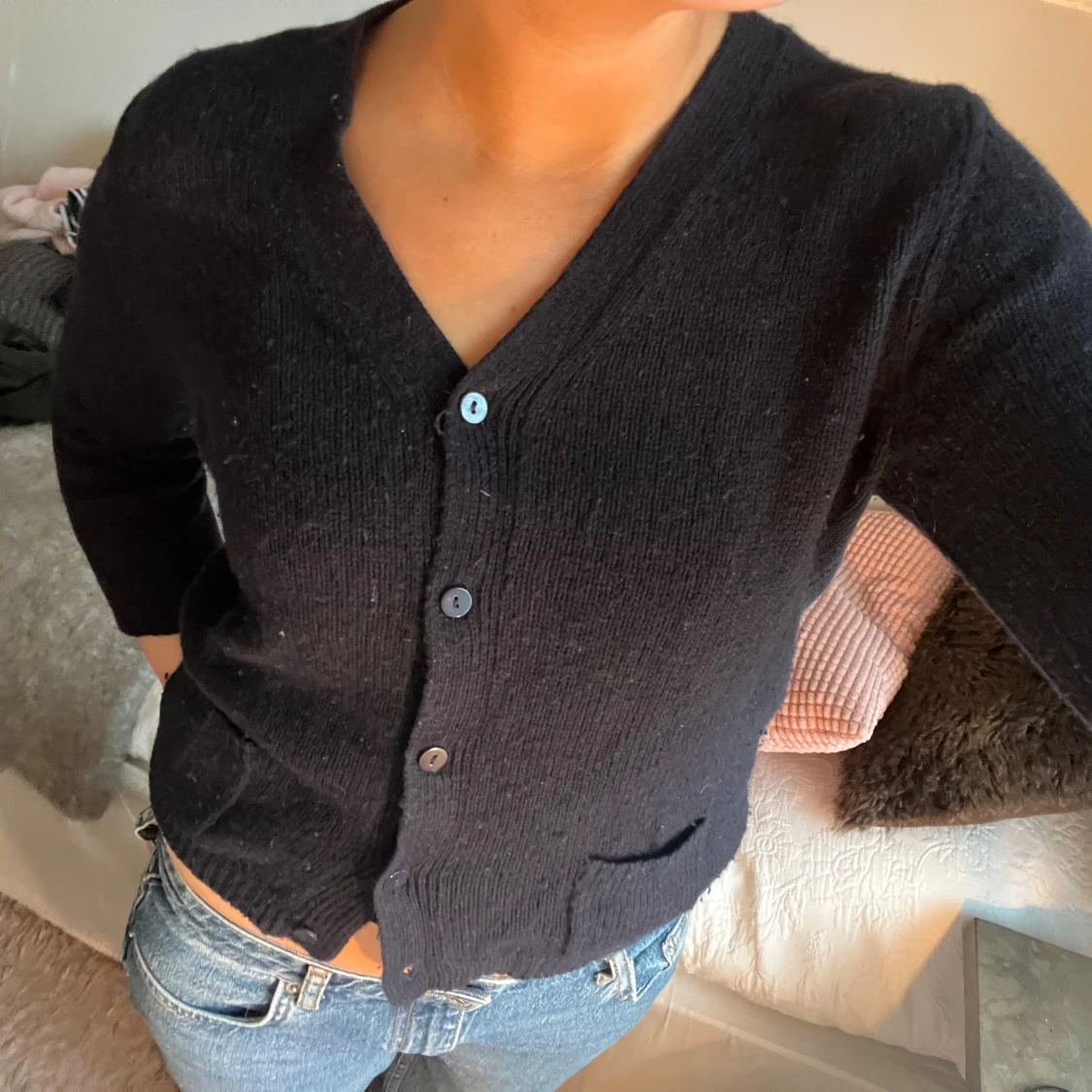 Mörkblå bomullskofta