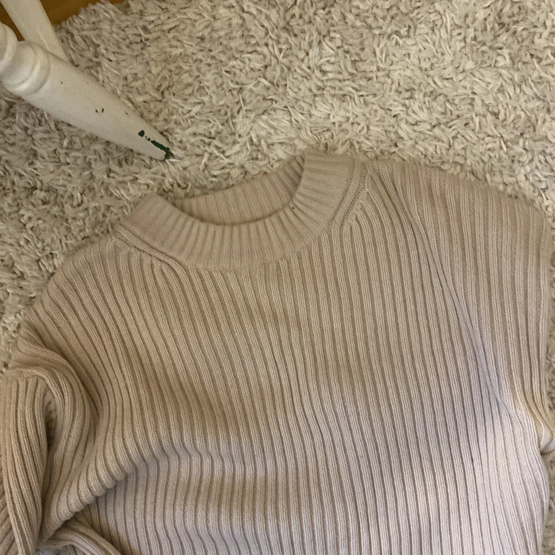 Beige ribbad tröja - 91