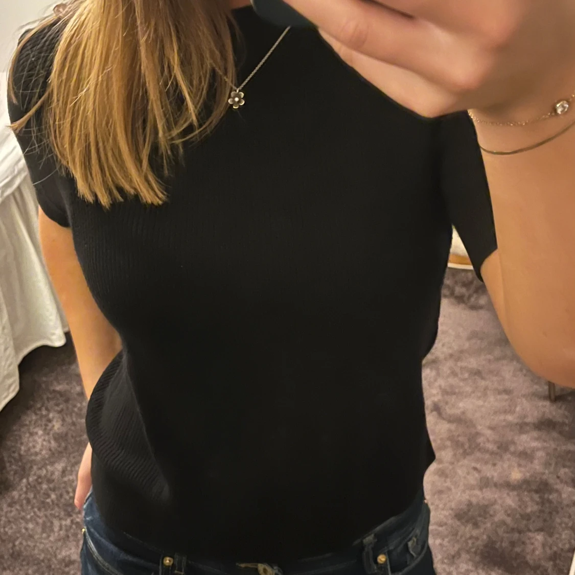 Svart stickad T-shirt 