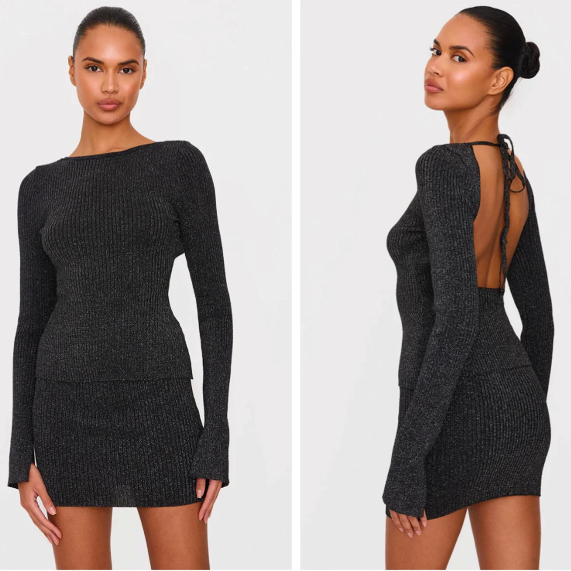 Svart glittrigt set från PrettyLittleThing 