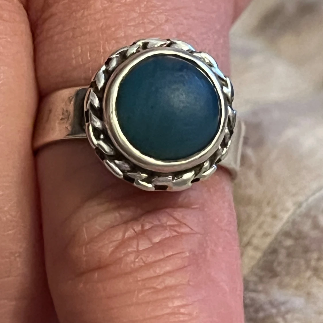 Vintage Silverring 925  med blå sten - 1