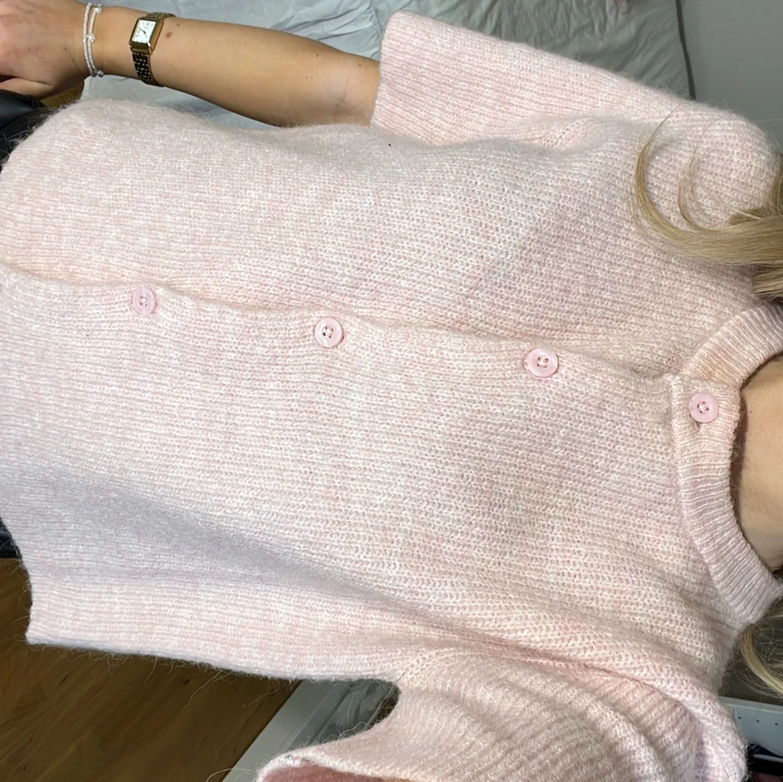 Rosa stickad kofta - 1