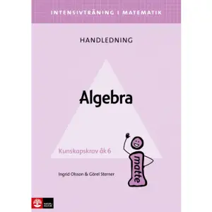 Intensivträning i matematik är ett material för elever som av någon anledning har missat grundläggande begrepp. Dessa elever kan genom en intensivinsats få möjlighet att hämta upp kunskaper, knäcka en viktig matematisk kod och vara med på banan igen! Intensivträning i matematik innebär att en elev får kompletterande undervisning under en begränsad tid, utöver undervisningen i klassen. Arbetsgången ger eleven möjlighet att använda språket, generalisera och utveckla inre bilder som stöd för det abstrakta tänkandet. Till varje elevhäfte finns en handledning med aktiviteter, uppgifter och utmanande frågor. Handledningen har en tydlig arbetsgång som man kan följa vid varje träningstillfälle. Arbetsgången ger eleven möjlighet att använda språket, generalisera och utveckla inre bilder som ett stöd för det abstrakta tänkandet. Under 2020 kommer häftena som intensivtränar:* Tal i bråkform* Tal i decimalform* Tal i procentform* Algebra* Tabellkunskaper* Räknemetoder* Textuppgifter    Format Häftad   Omfång 48 sidor   Språk Svenska   Förlag Natur & Kultur Läromedel   Utgivningsdatum 2020-01-15   Medverkande Görel Sterner   ISBN 9789127453227  