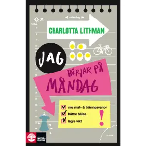 När börjar man sitt nya liv och tar tag i alla gamla dåliga vanor? I morgon, på måndag, efter nyår. Sällan just nu i alla fall.  Men vilken kick när man lyckas!Charlotta Lithman tackade med vånda ja till DN:s fråga om hon ville bli coachad av två experter för att ta nya hälsotag i september 2012. Experterna var medicinjournalisten Gunilla Eldh och hjärnforskaren Martin Ingvar som tillsammans skrivit bl.a. Hjärnkoll på vikten.Med hjälp av dem och deras bok fick Charlotta – en helt vanlig, lätt överviktig, ganska nyskild, tämligen stressad person strax över 40 – hjärnkoll på nya mat- och träningsvanor. Om vägen dit har man kunnat läsa i DN och i hennes roliga personliga blogg.I sin bok Jag börjar på måndag delar Charlotta med sig av kunskap och tips och berättar om det som fungerat för henne på vägen till bättre hälsa och lägre vikt. Fokus ligger på att må bra och inte på hur mycket vågen visar. En personlig, lättläst bok för dem som läst Hjärnkoll på vikten – och för dem som ännu inte läst den.Känslan i boken är att det inte är så svårt att komma i form: ”För kan hon så kan jag.”_____________________________________________________________________________