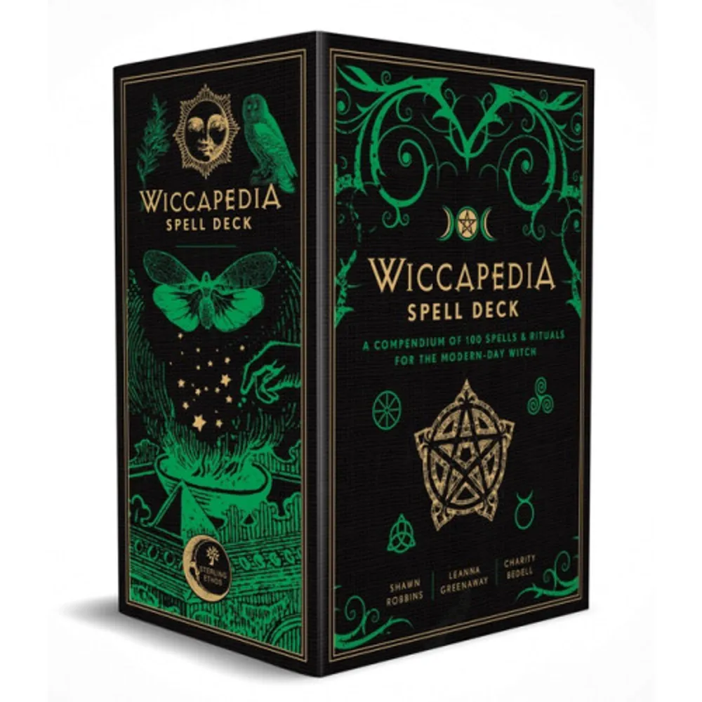 This handy, gorgeous spell deck for contemporary Wiccans brings together 100 key spells and rituals from the bestselling Modern-Day Witch series.  What magic do you wish to create? With 100 key spells, this stunning deck from the expert authors of the bestselling Wiccapedia books covers everything the modern witch needs. There are spells for: Love; Self-Care; Protection; Healing; Money and Career Success; Cleansing and Purification; Meditation, Spirituality, and Sabbats; and Pets and Nature. An accompanying booklet provides the necessary basics on Wicca, instructions, and advice on using the cards. The beautiful, portable, keepsake box features foil stamping, and each card is handsomely illustrated with category “suits” on the back.. Böcker.