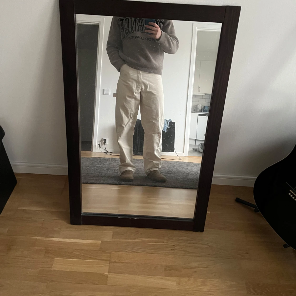 Beige/vita cargobyxor - 92