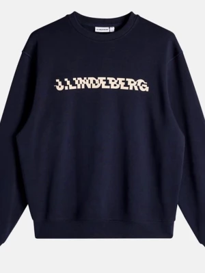 Svart sweatshirt från J.Lindeberg - Snygg svart sweatshirt från J.Lindeberg med beige logotyp i grafisk stil över bröstet. Tröjan har rund halsringning, ribbade muddar vid ärmslut och nederkant. Perfekt för en avslappnad och trendig look. Flera storlekar