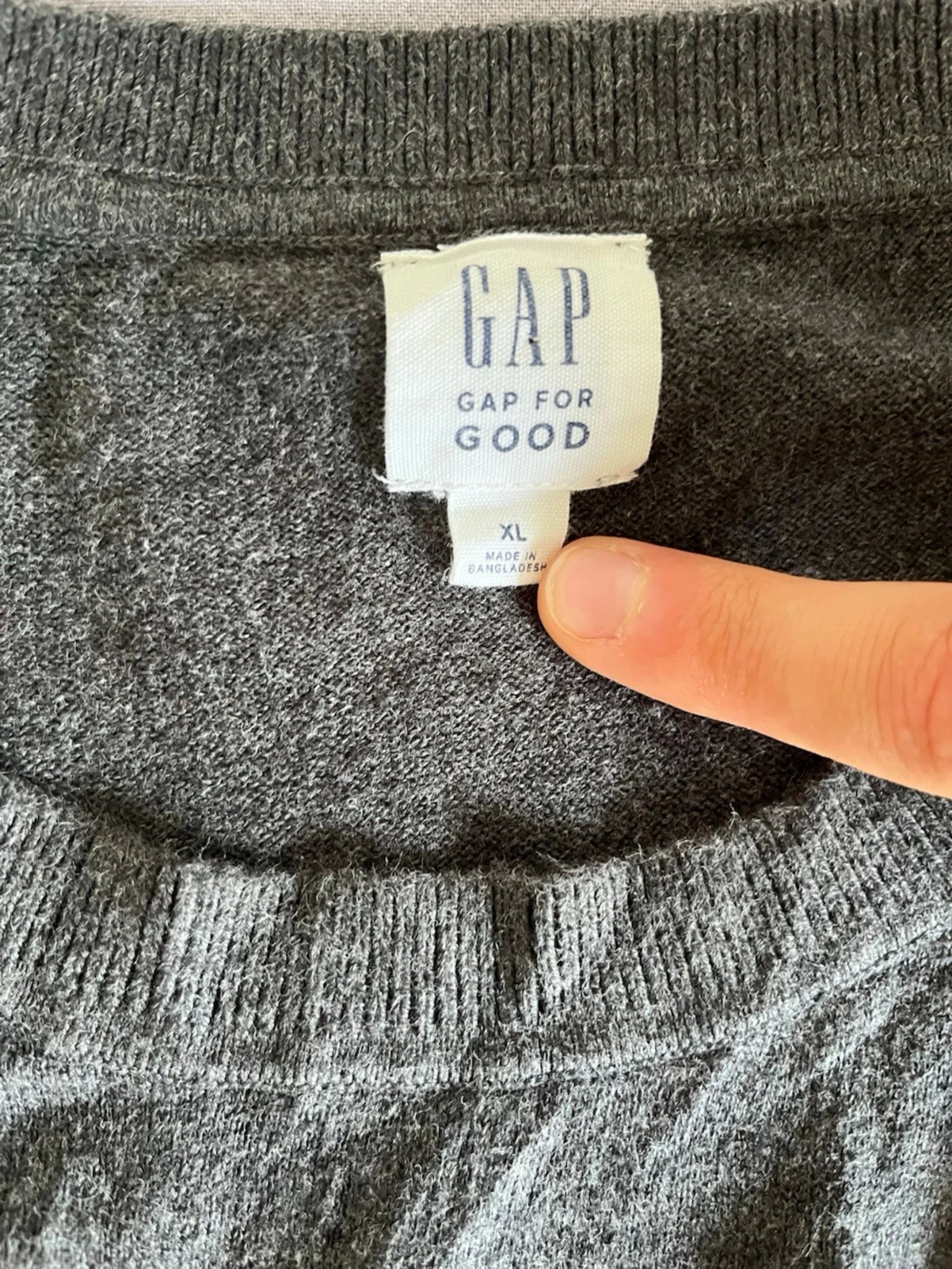 GAP Finstickad Bomullströja Mörkgrå Crew Neck XL - 2