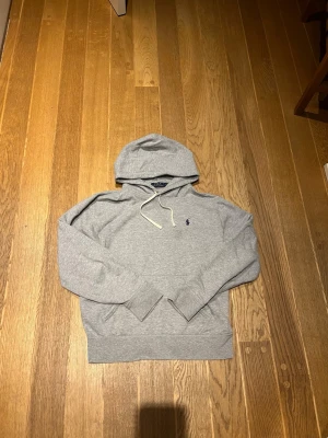 Grå hoodie från Polo Ralph Lauren - Snygg grå hoodie från Polo Ralph Lauren med klassisk blå logga broderad på bröstet. Hoodien är i storlek M herr och i väldigt bra skick. Den är perfekt för en avslappnad och stilren look. Nypris är runt 2000 kr. Hör av er vid frågor, funderingar eller prisförslag!