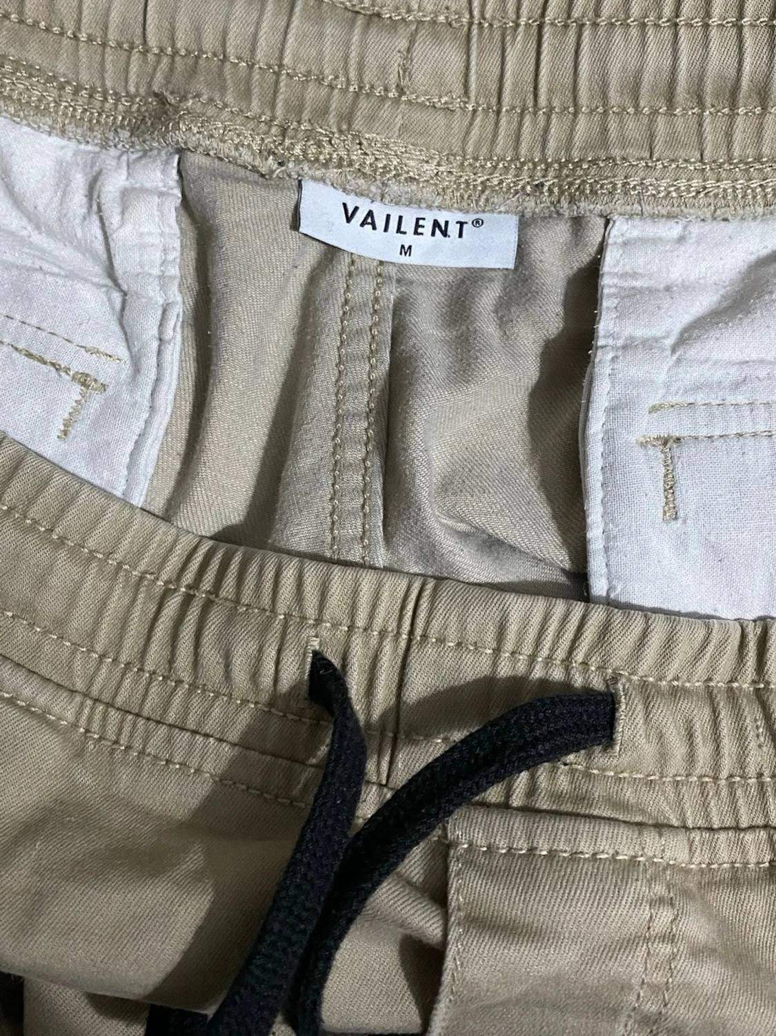 Beige cargobyxor med dragsko - 5