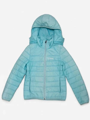 Ljusblå pufferjacka med huva Everest - Ljusblå pufferjacka från Everest med quiltad design och fast huva. Jackan har dragkedja framtill och två sidofickor. Tillverkad i lätt och värmande material, perfekt för kalla vinterdagar. Enkel och stilren look som passar till det mesta.