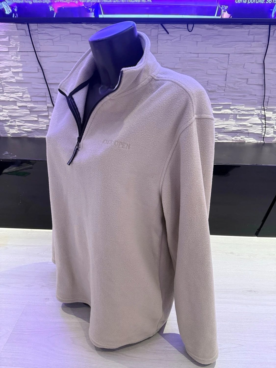 Beige fleece-tröja med halv dragkedja - 2